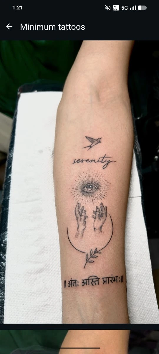 Fine line serenity tattoo